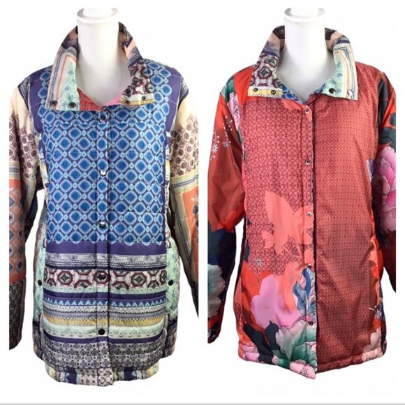 Johnny Was Garron Reversible Puffer Jacket Women's Size Large - Picture 1 of 8
